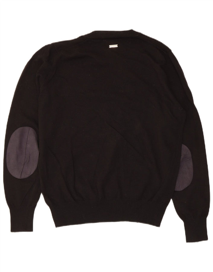 Bikkembergs Pull col en V pour femme UK 44 Laine vierge noire moyenne