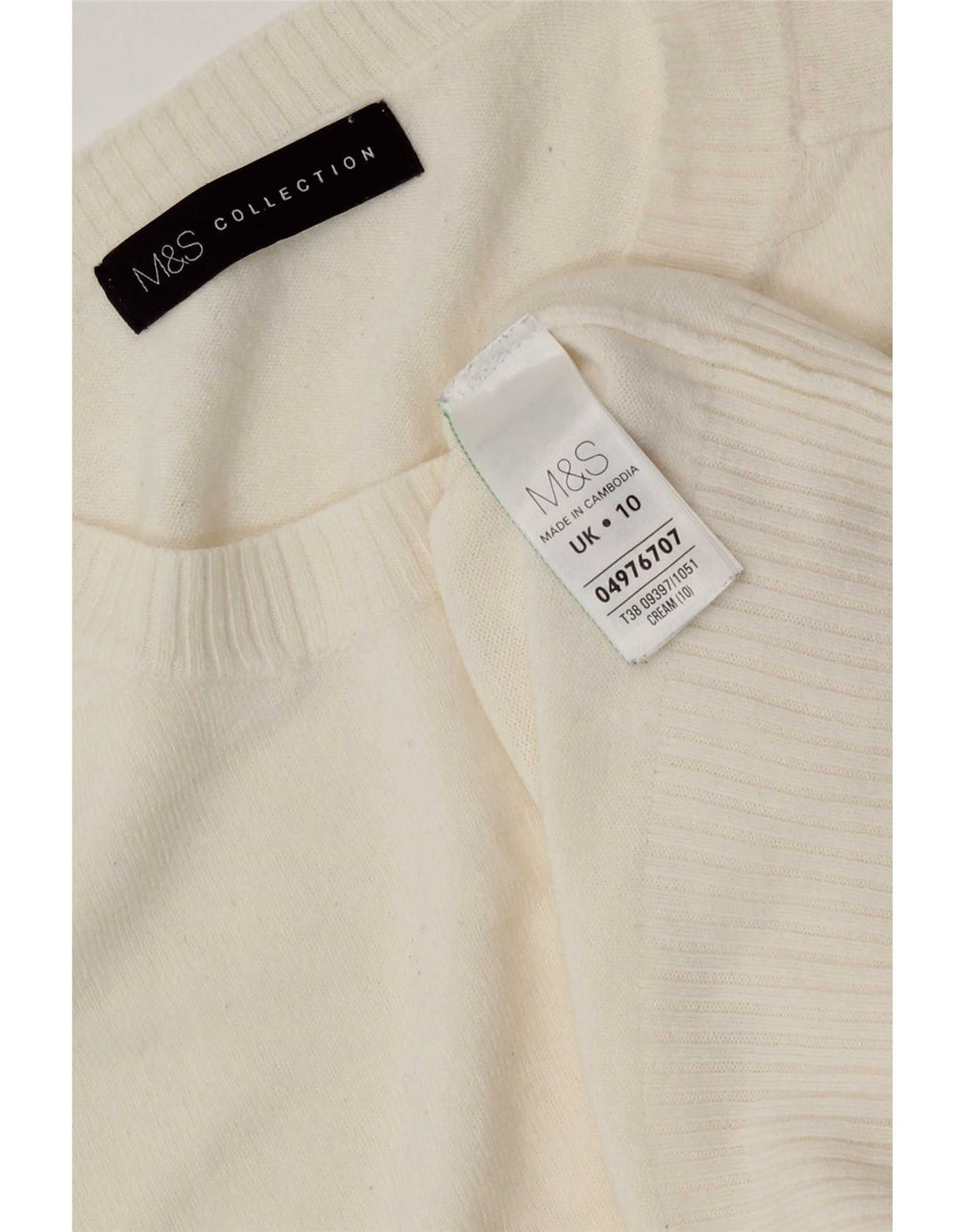 Marks & Spencer Pull à col rond pour femme UK 10 Small Blanc cassé