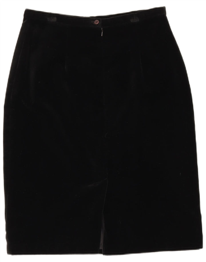 DEBENHAMS Womens Velvet Pencil Skirt W30 Medium Black