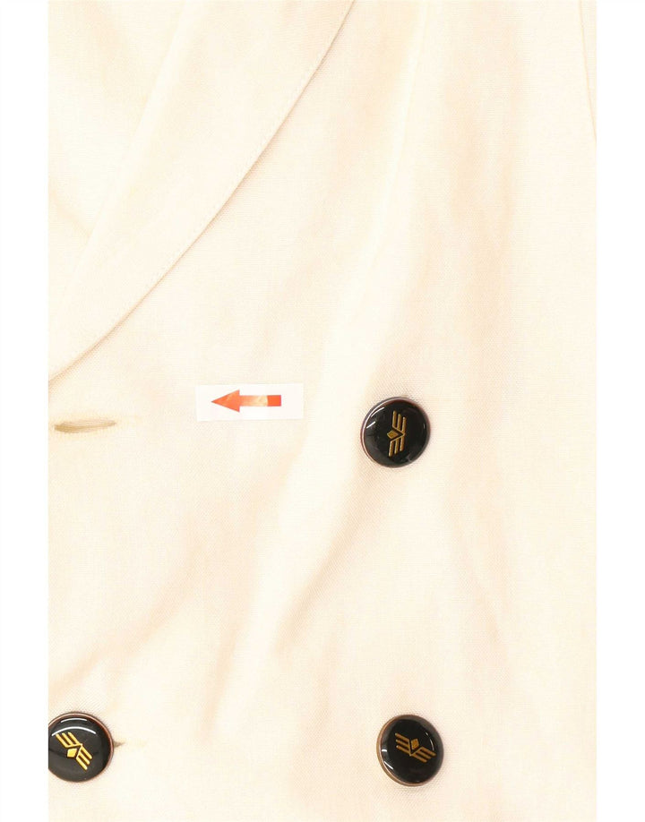 vintage Femme Double Breasted Blazer Veste EU 38 Moyen Off White