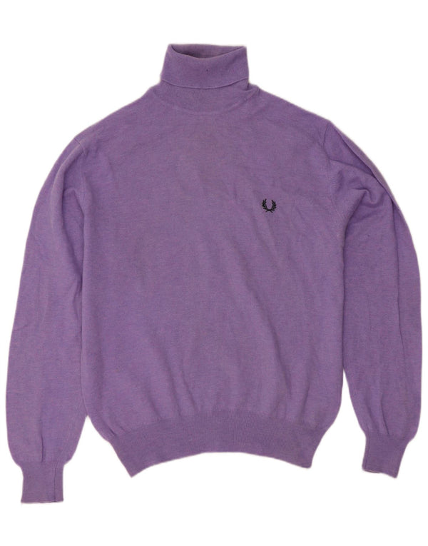 Fred Perry Pull à col roulé coupe classique pour homme en laine violette