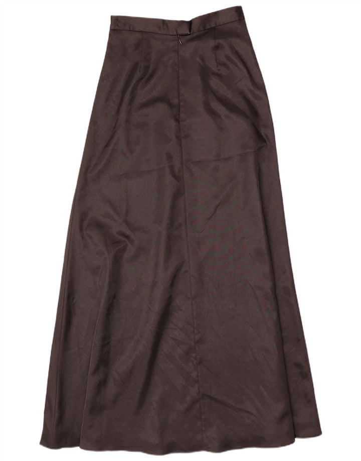 vintage Femme Maxi Jupe UK 6 XS W24 Noir Polyester
