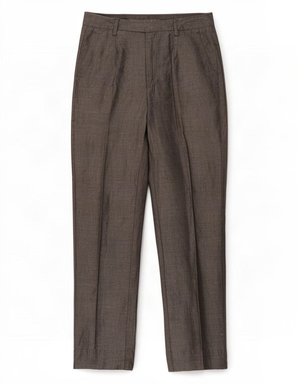 Stefanel Pantalon de costume droit pour femme IT 40 Small W27 L28 Gris Ramie