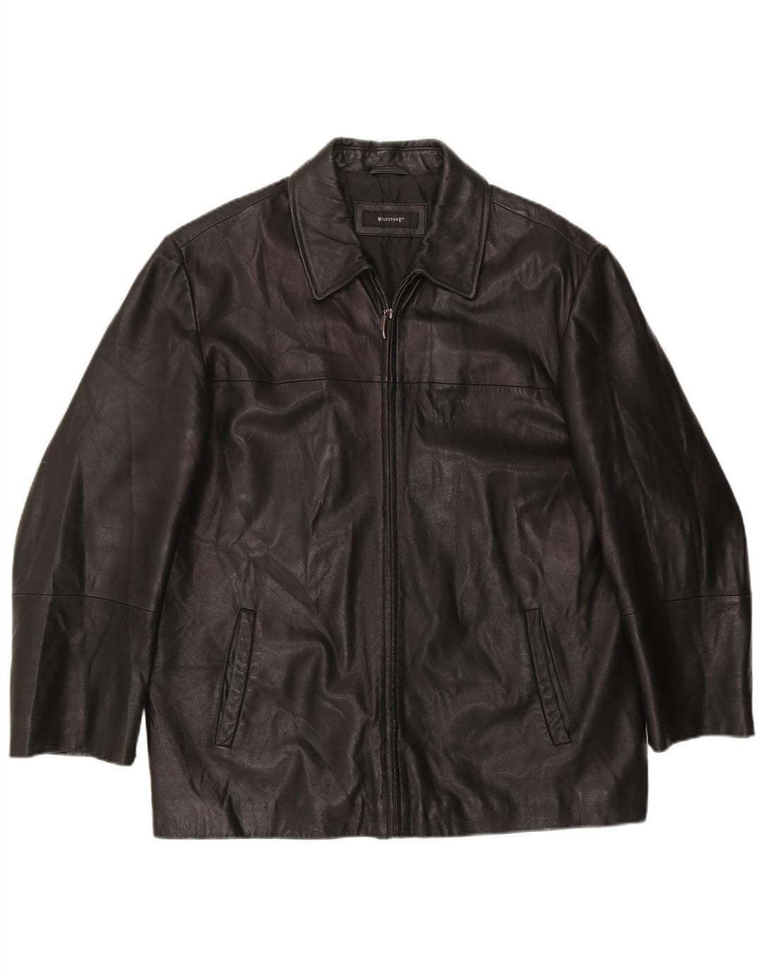 Milestone Veste en cuir pour homme EU 56 3XL Cuir noir