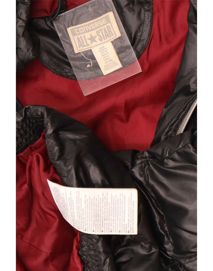 Converse Veste matelassée à capuche pour femme UK 12 Medium Noir Nylon