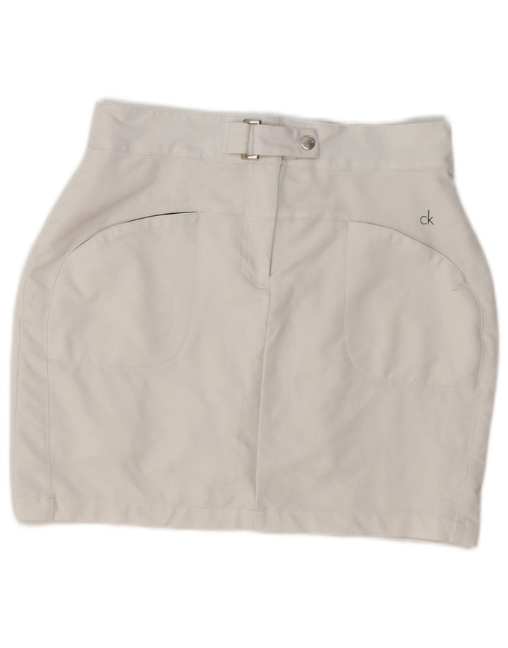 Calvin Klein Mini jupe femme UK 10 Small W28 Blanc Polyester