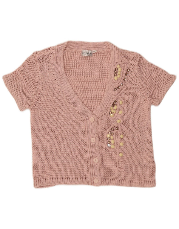 AMY VERMONT Cardigan surdimensionné à manches courtes pour femme UK 20 2XL Rose