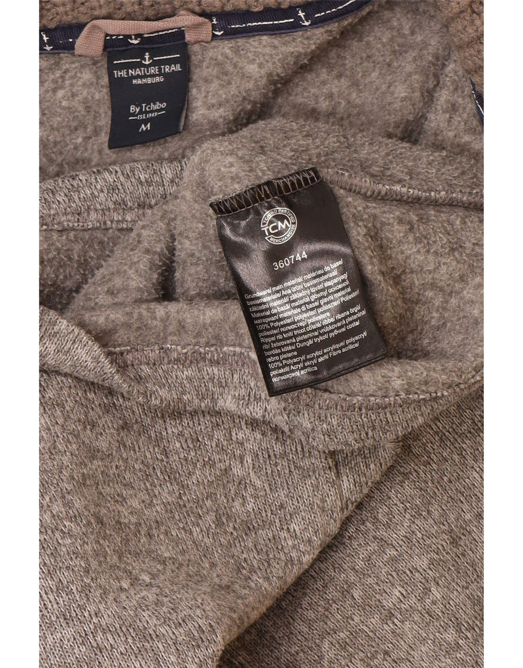 VINTAGE Pull à capuche zippé long femme UK 14 Polyester gris moyen