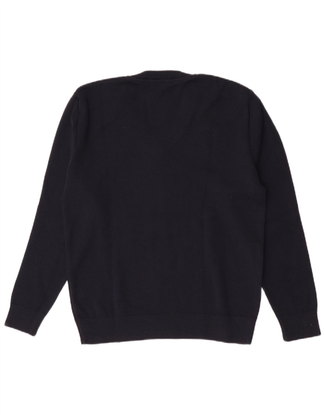 vintage Femme Col V Pull Pull IT 42 Bleu Marine Moyen