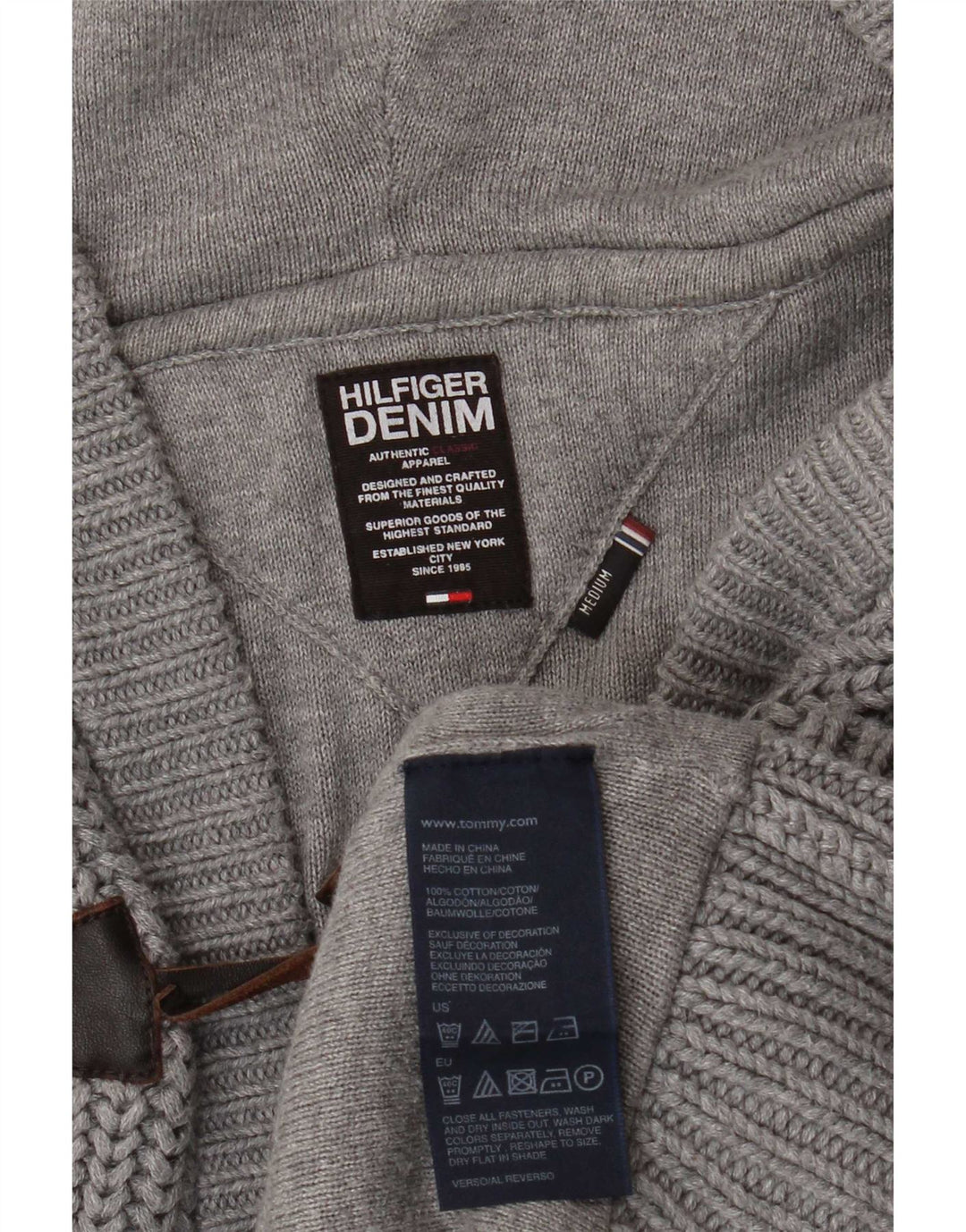 Tommy Hilfiger Cardigan à capuche pour homme en coton gris moyen