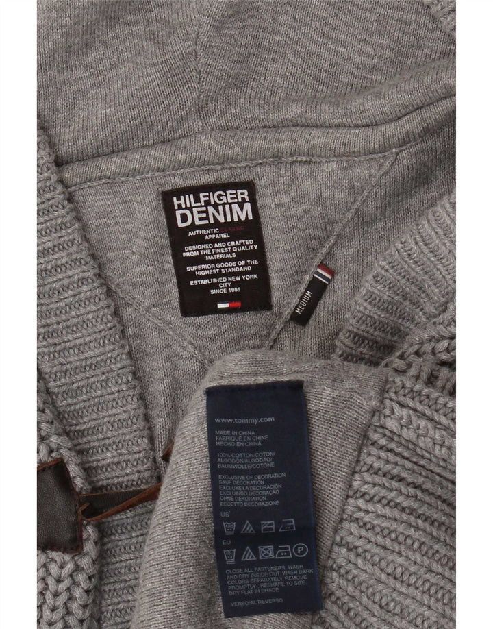 Tommy Hilfiger Cardigan à capuche pour homme en coton gris moyen