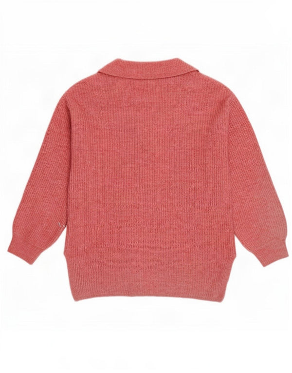 Marks & Spencer Pull à col polo pour femme UK 10 Petit Acrylique Rose