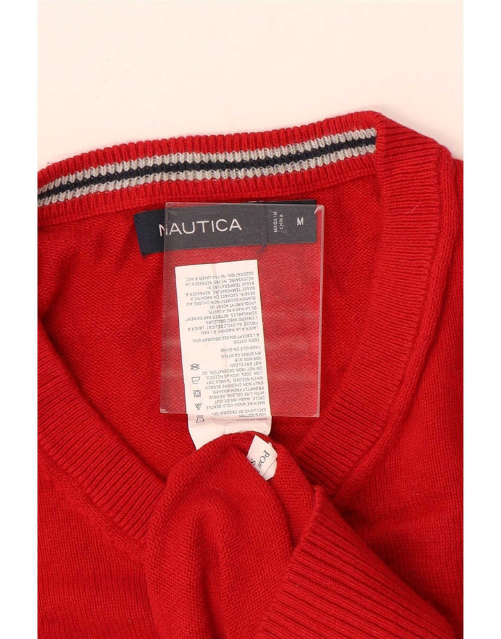 Nautica Pull Col V Homme Rouge Moyen Coton