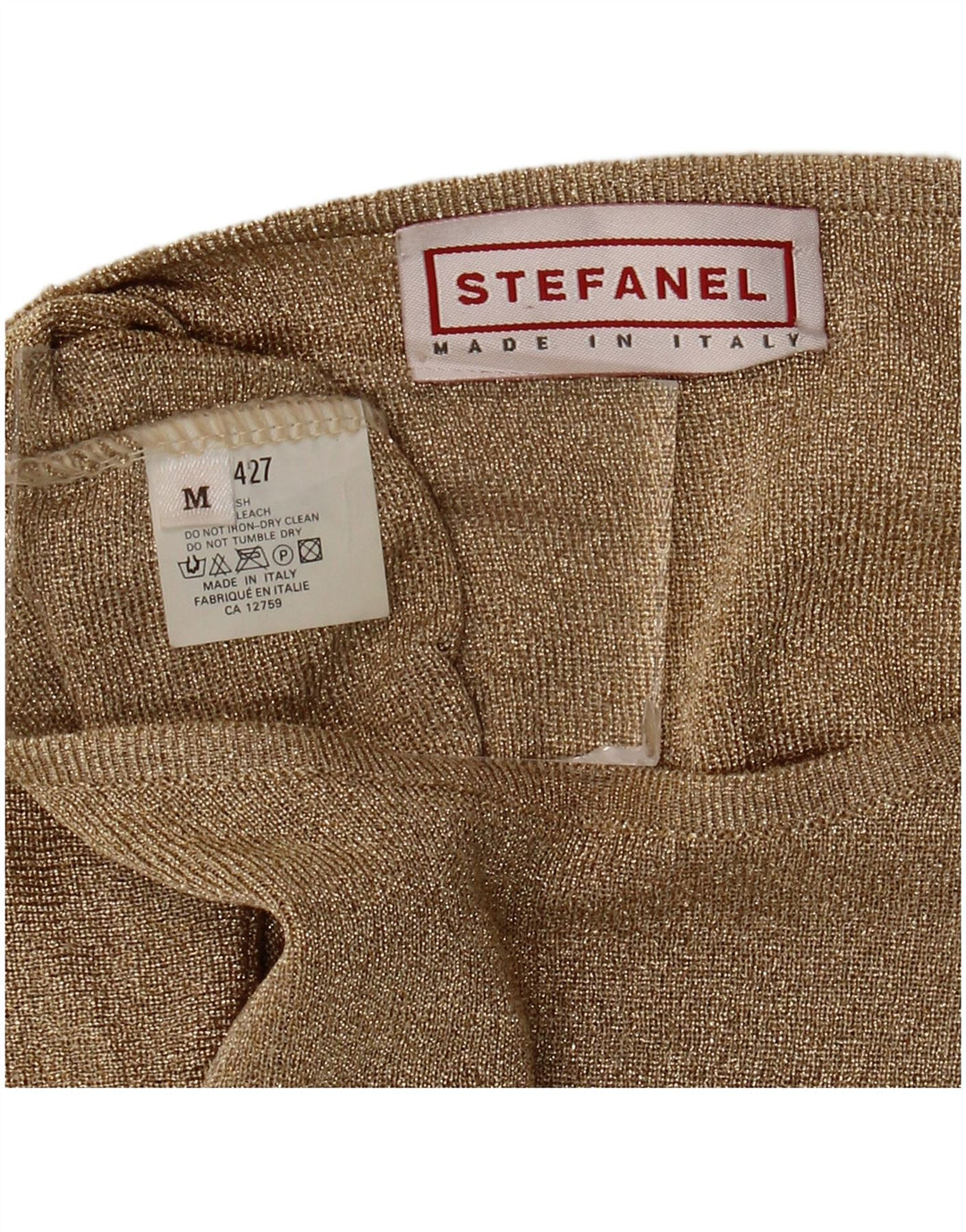 Stefanel Haut surdimensionné à manches longues pour femme UK 14 Medium Gold Cupro