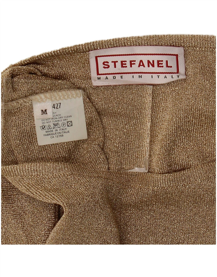 Stefanel Haut surdimensionné à manches longues pour femme UK 14 Medium Gold Cupro