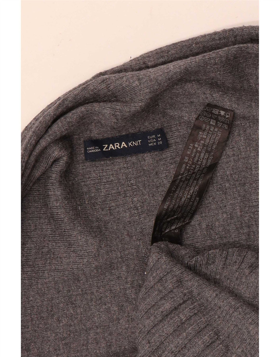 Zara Femme Cardigan Ouvert Asymétrique Pull UK 14 Gris Moyen Viscose