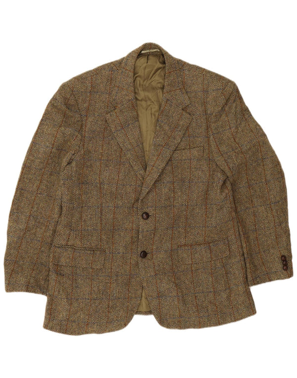 Harris Tweed Veste blazer à 2 boutons pour homme UK 40 Grand chevron vert