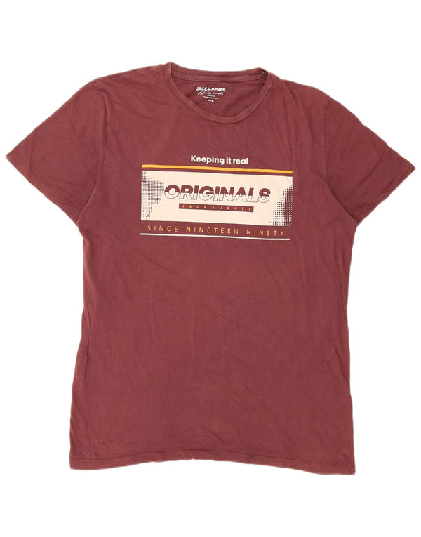 Jack & Jones T-Shirt Graphique Homme Grand Coton Bordeaux