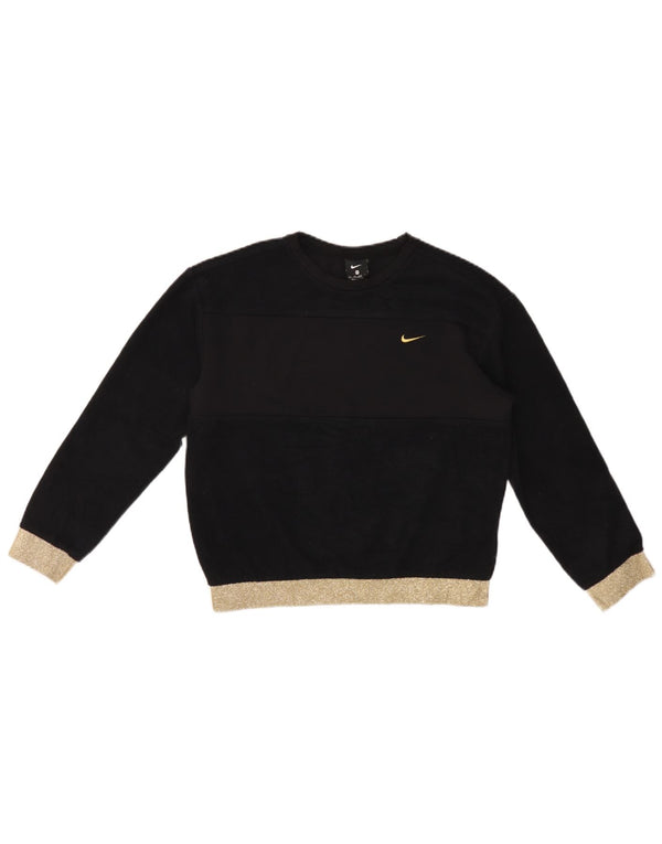 Nike Womens Oversized Sweatshirt Jumper UK 6 XS Black Colourblock Polyester