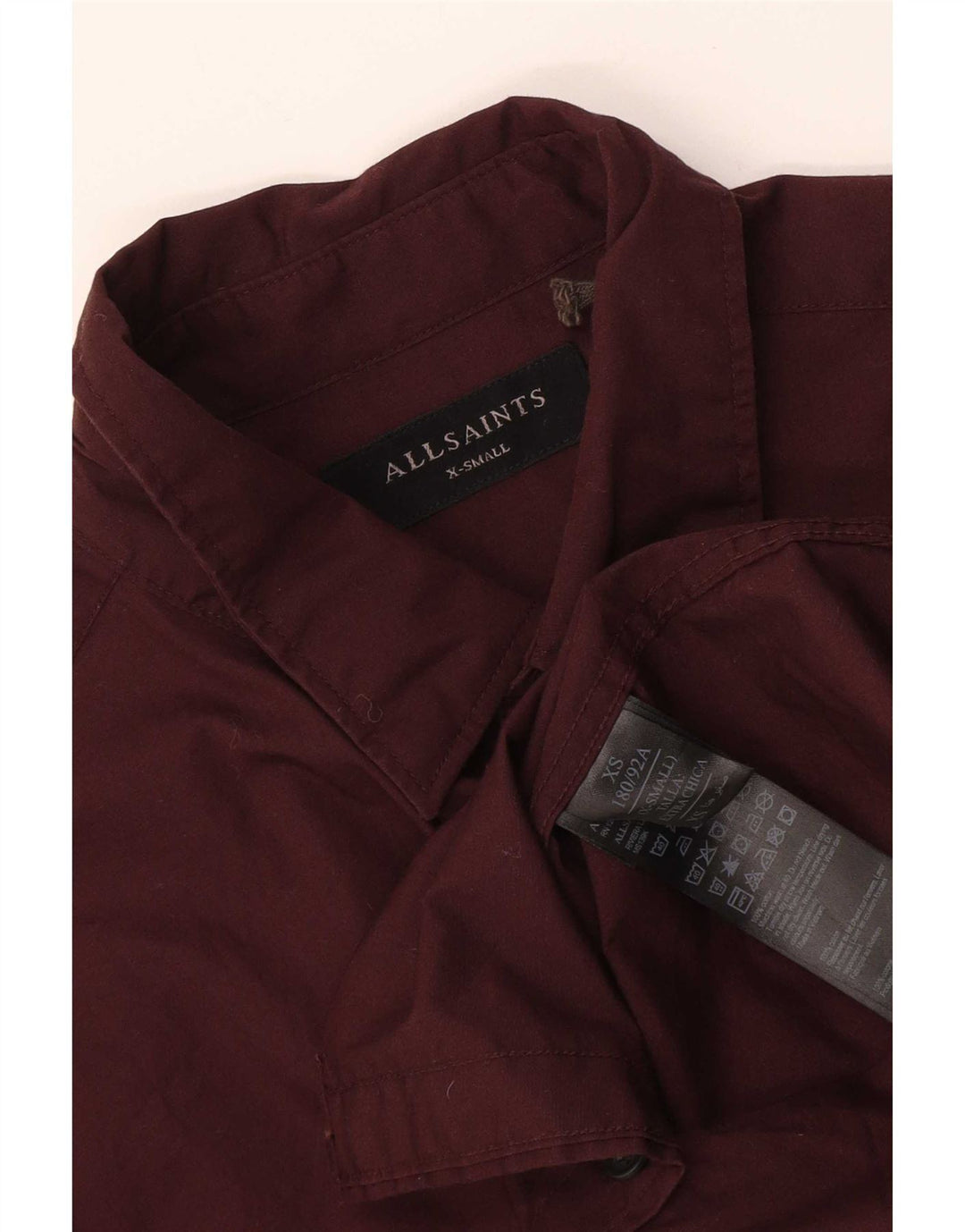 All Saints Chemise Homme XS Bordeaux Coton