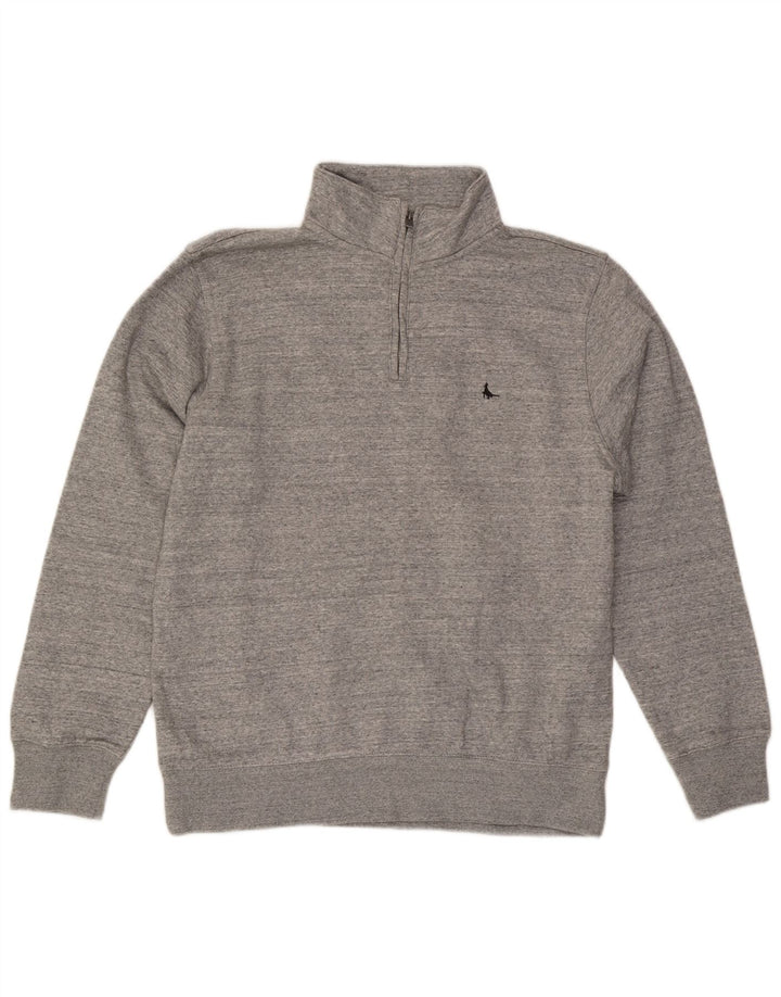 Jack Wills Sweat-shirt coupe classique à col zippé pour homme, grand gris moucheté