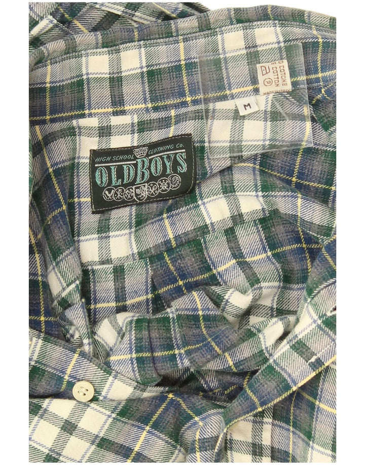 vintage Chemise en flanelle pour hommes Coton à carreaux vert moyen