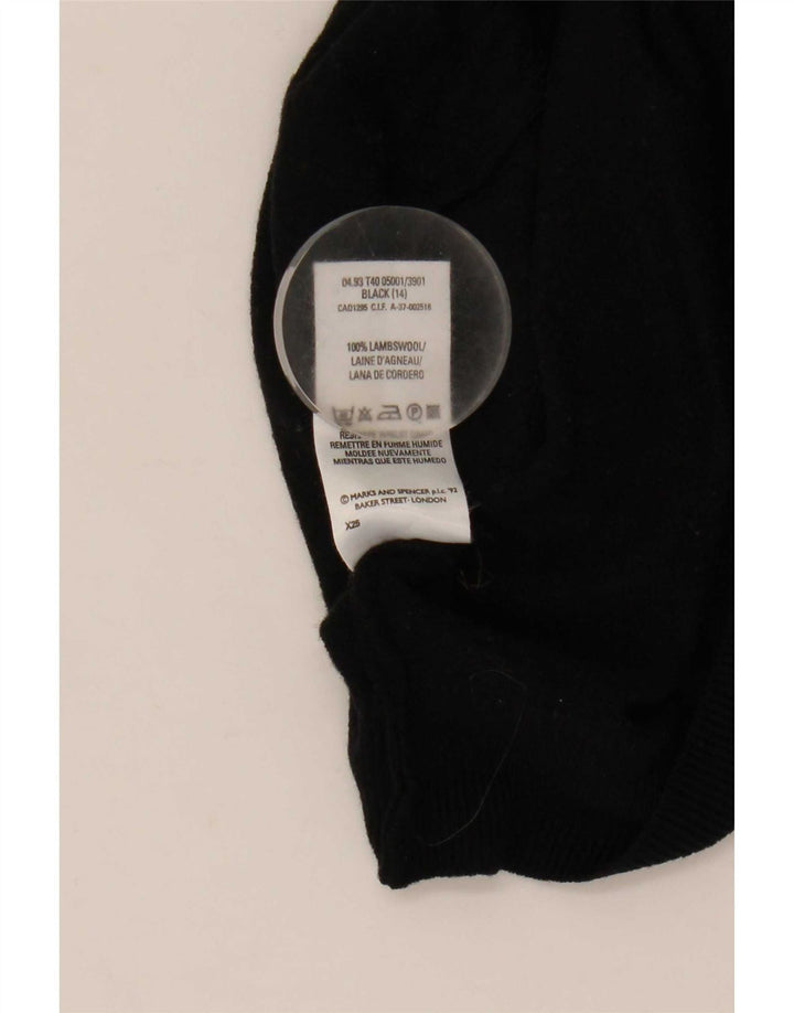 Marks & Spencer Pull court à col roulé pour femme UK 14 Grande laine noire