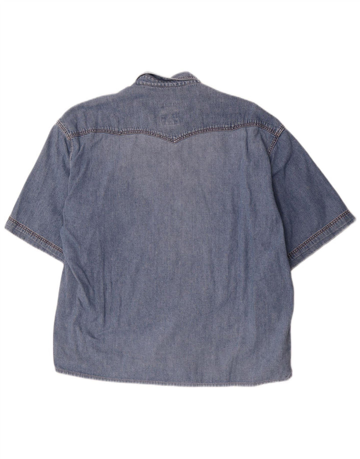 RIFLE Chemise en Jean à Manches Courtes Homme Bleu Moyen Coton