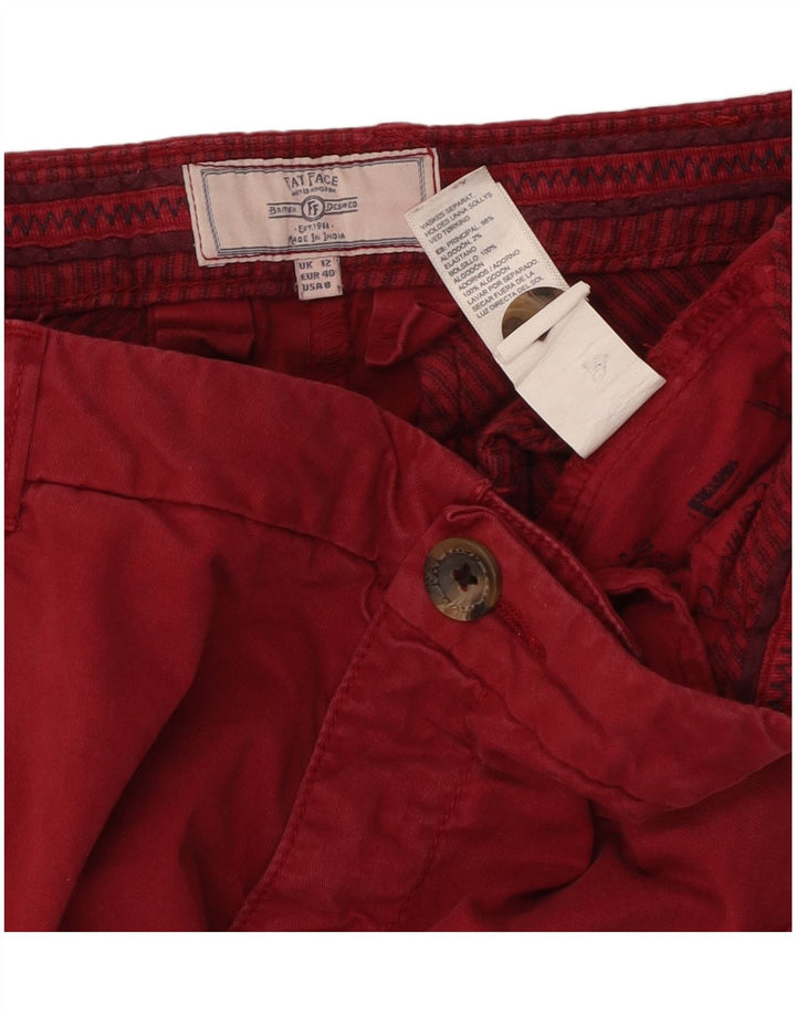FAT FACE Pantalon Capri Droit Femme UK 12 Moyen W34 L23 Coton Rouge
