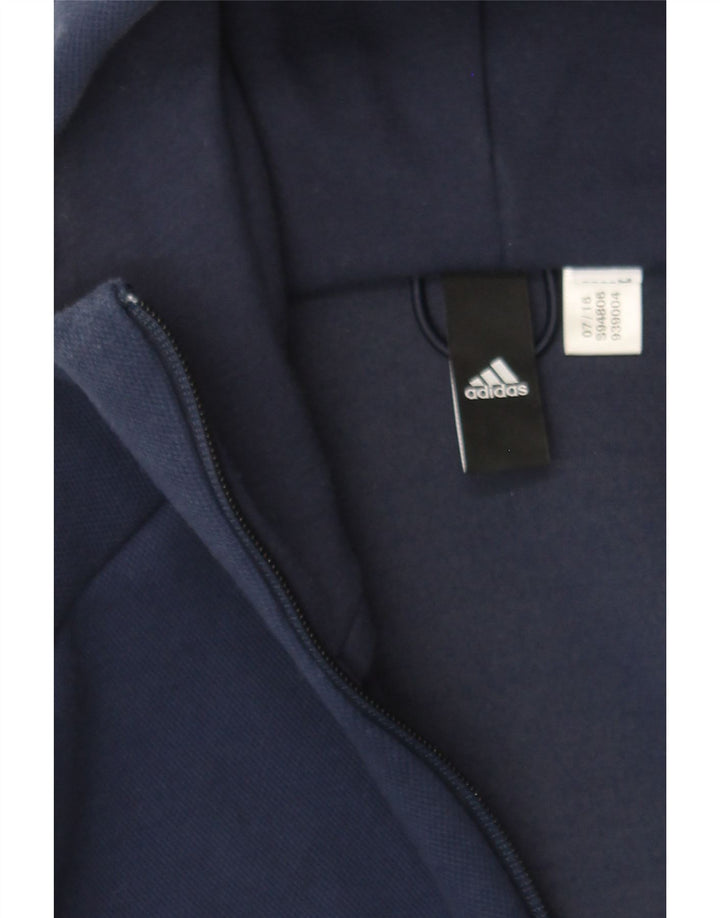 ADIDAS Mens Graphic Zip Hoodie Sweater Small Navy Blue Vintage Adidas and Second-Hand Adidas from Messina Hembry 