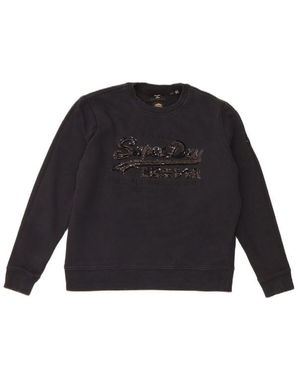 Superdry Sweat-shirt surdimensionné graphique pour femme UK 10 Small Noir