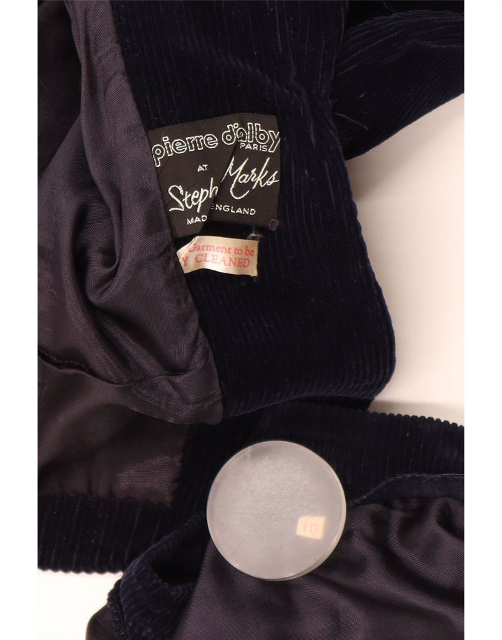 PIERRE D'ALBY Ensemble jupe 2 pièces en velours côtelé pour femme UK 10 Small W24 Bleu marine