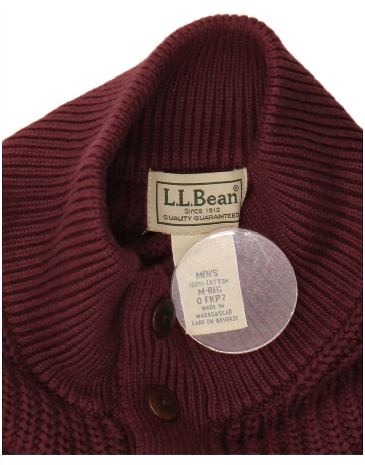L.L.Bean Pull à col boutonné pour homme en coton bordeaux moyen