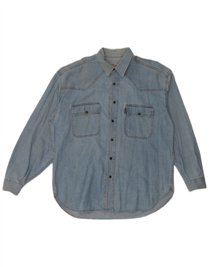 Casucci Chemise en jean pour homme 2XL Bleu Coton
