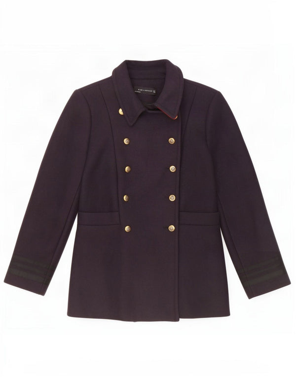 Zara Femme Caban UK 14 Large Bleu Marine Polyester