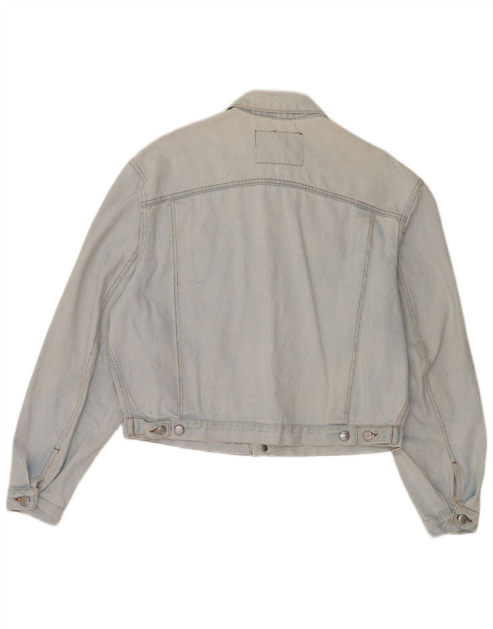 RIFLE Veste en jean surdimensionnée pour femme UK 10 Petit coton bleu