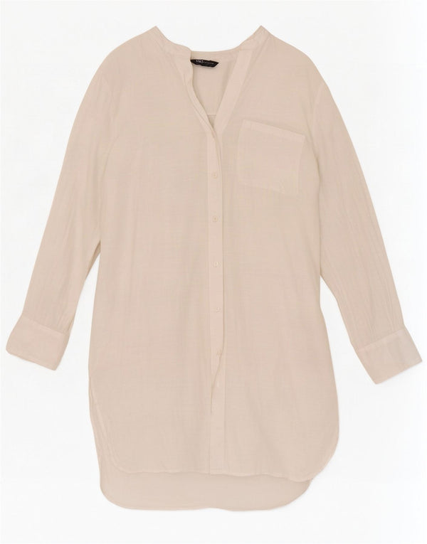 Marks & Spencer Robe chemise à manches longues pour femme UK 14 en coton blanc moyen
