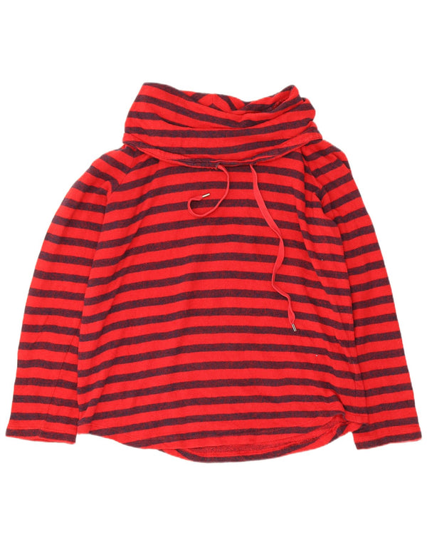 Chaps Sweat-shirt à col roulé pour femme UK 44 Grand coton rayé rouge
