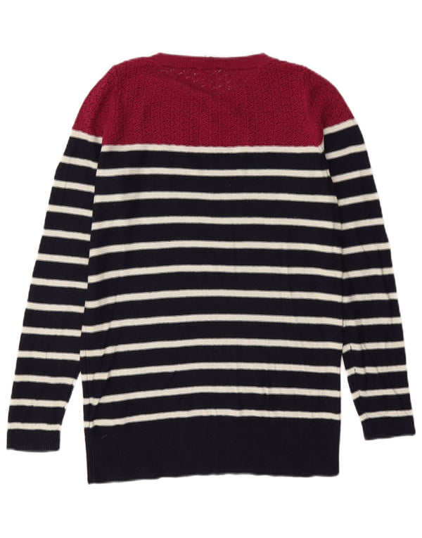 Oasis Pull col bateau pour femme UK 6 XS Bleu marine rayé en coton