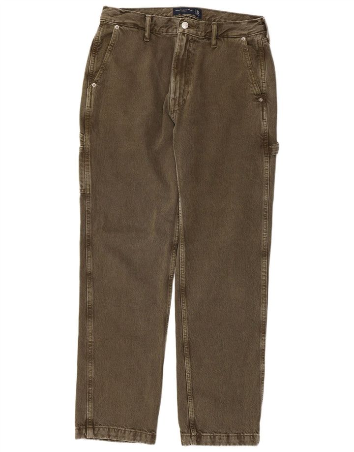 ABERCROMBIE & FITCH Pantalon cargo coupe ample pour homme W32 L32 Kaki années 90