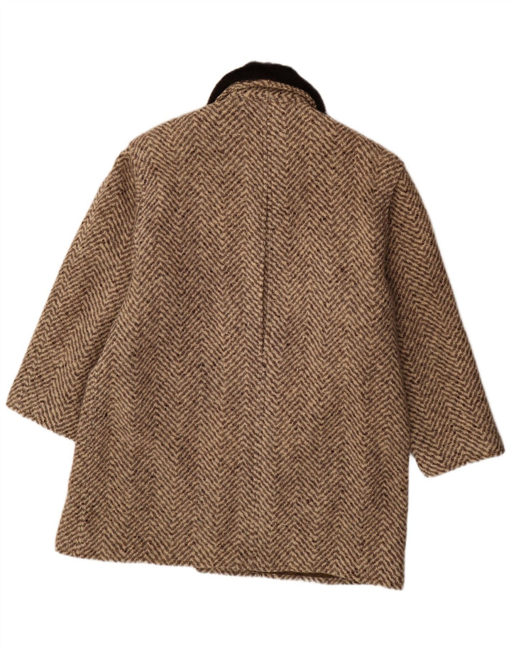 vintage Mens Overcoat UK 42 XL Brown Chevron