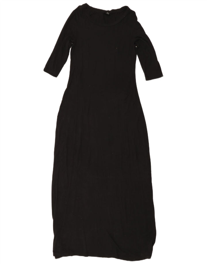 MOSSIMO Robe longue à manches 3/4 pour femme UK 10 Petite rayonne noire