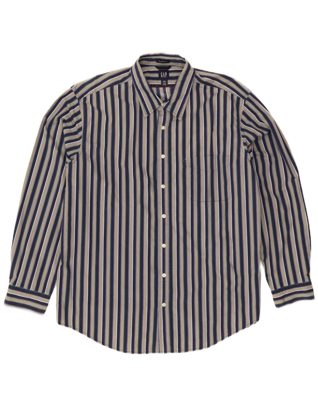 Gap Chemise coupe classique pour homme Taille 18 1/2 2XL Coton rayé multicolore