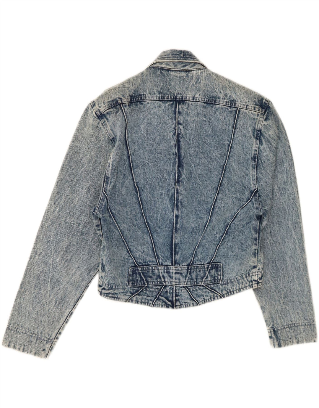 veste en denim crop femme vintage UK 10 petit coton bleu