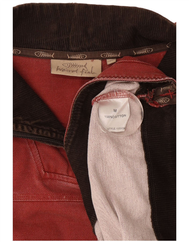 Weird Fish Sweat-shirt à col zippé pour homme en coton rouge moyen