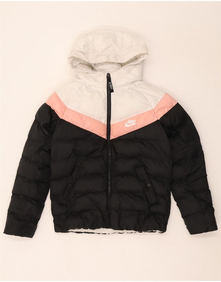 NIKE Veste matelassée à capuche pour garçon 10-11 ans Noir moyen colour block
