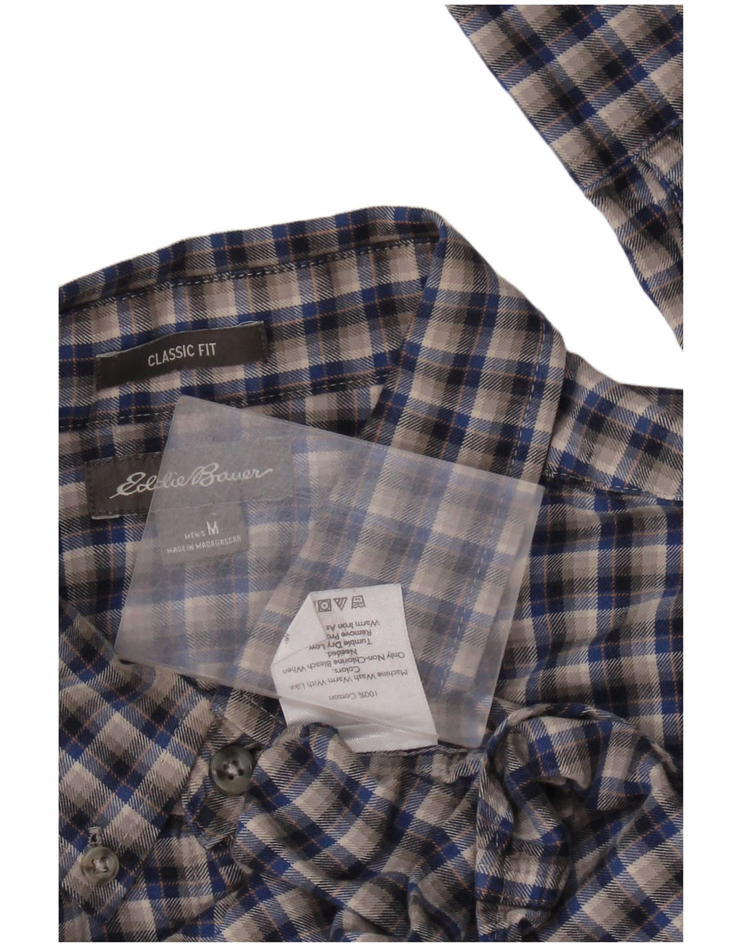 EDDIE BAUER Chemise classique en flanelle pour homme en coton à carreaux gris moyen
