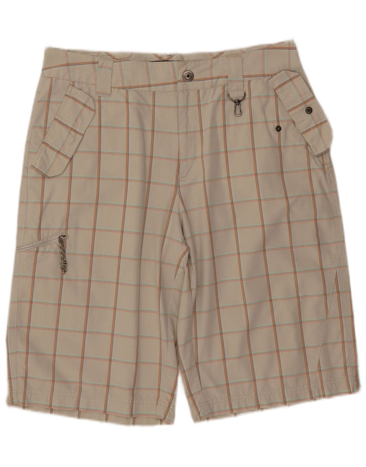 COLUMBIA Short cargo pour homme W34 en coton à carreaux beiges