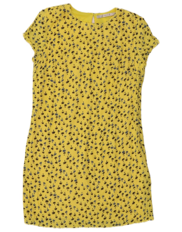 Zara Womens Trafaluc Gaine Robe UK 12 Moyen Jaune Floral