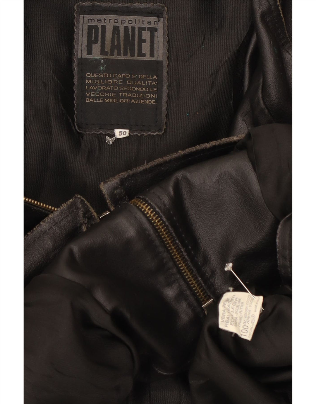 Planet Veste en Cuir Femme IT 50 Grand Cuir Noir